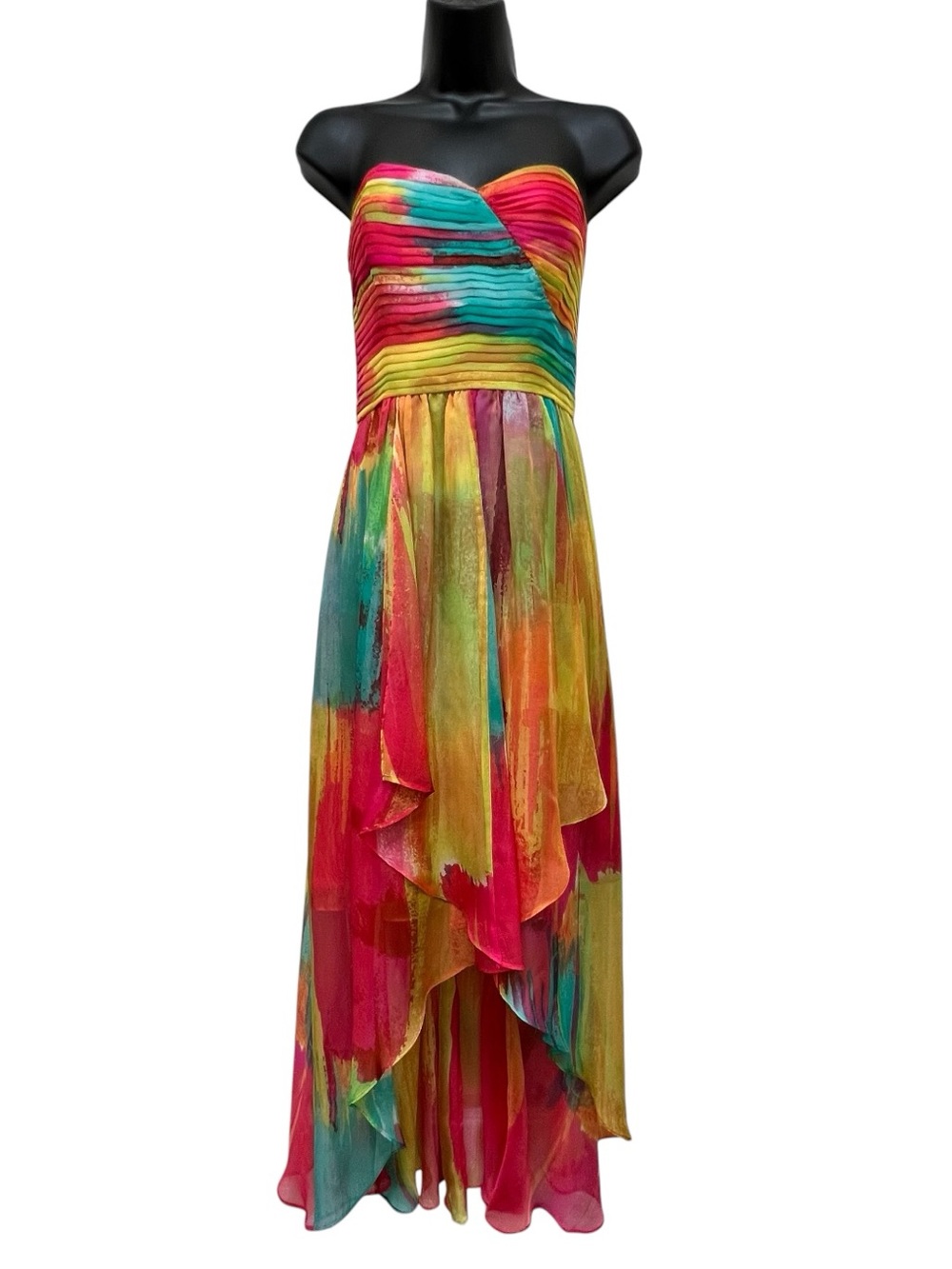 Laundry by Shelli Segal Watercolor Strapless Maxi Dress Size 10 - Picture 2 of 15